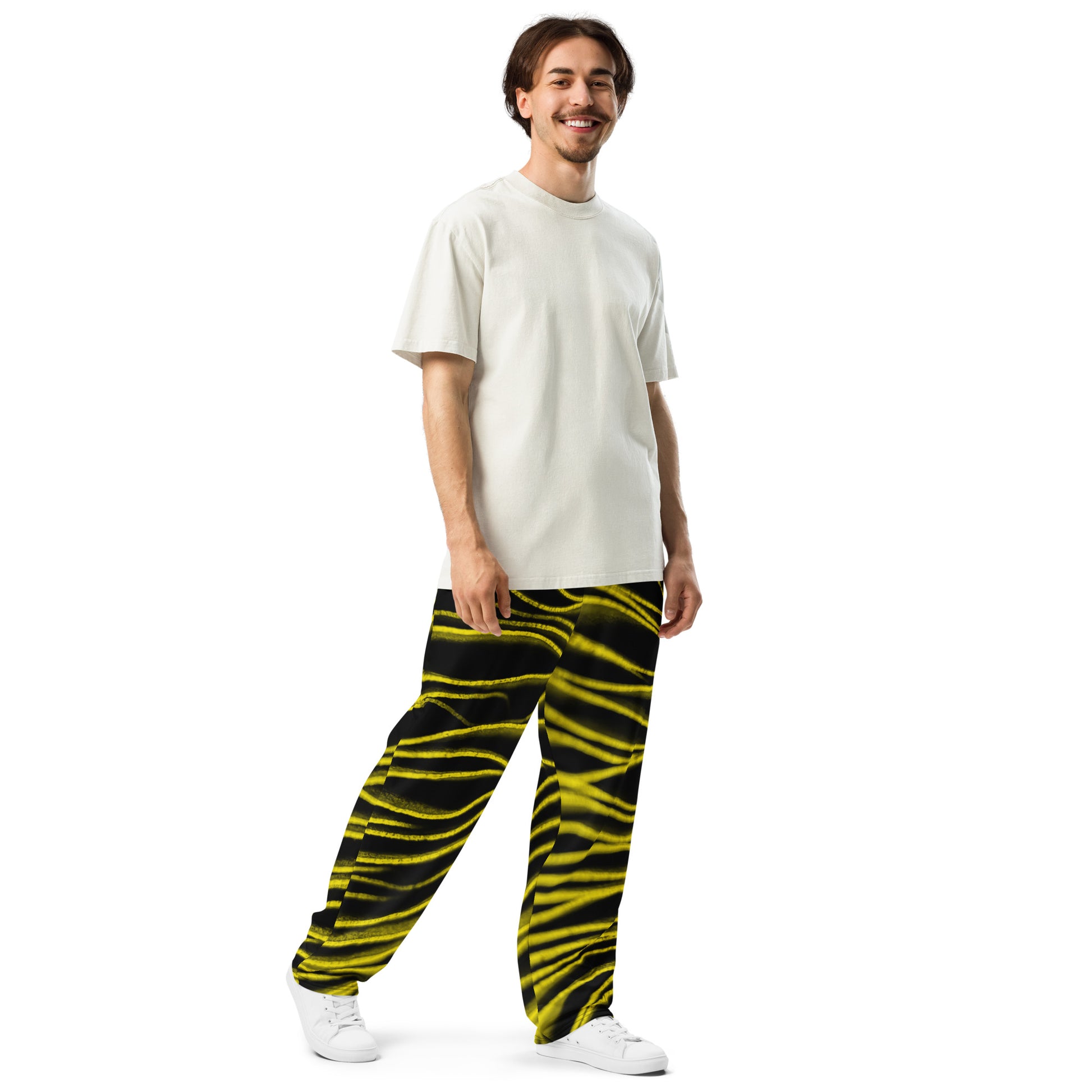 Yellow Glints Unisex Wide-leg Recycled Joggers - FLAKOUT