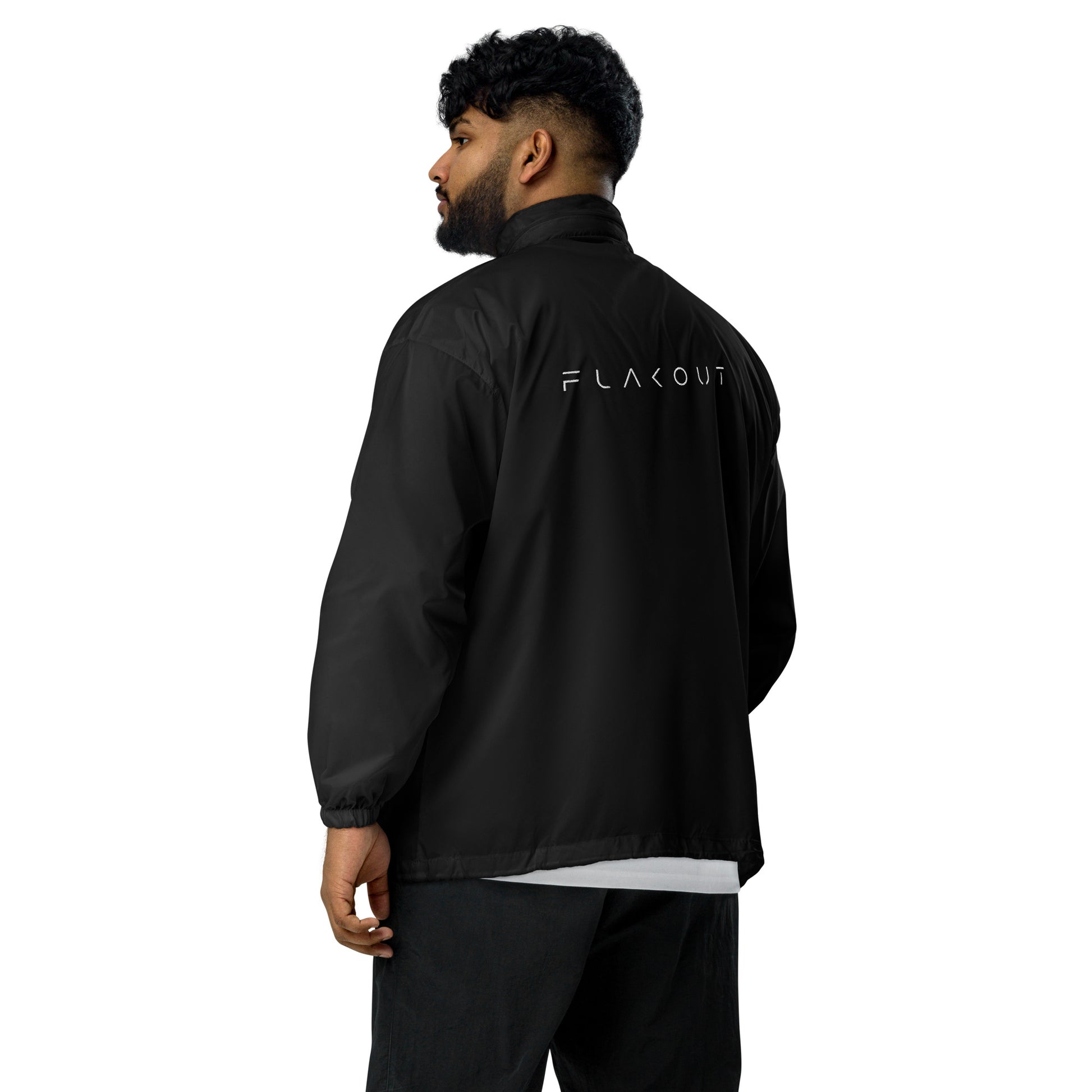 FLAKOUT Logo Embroidered Unisex Packable Windbreaker - FLAKOUT