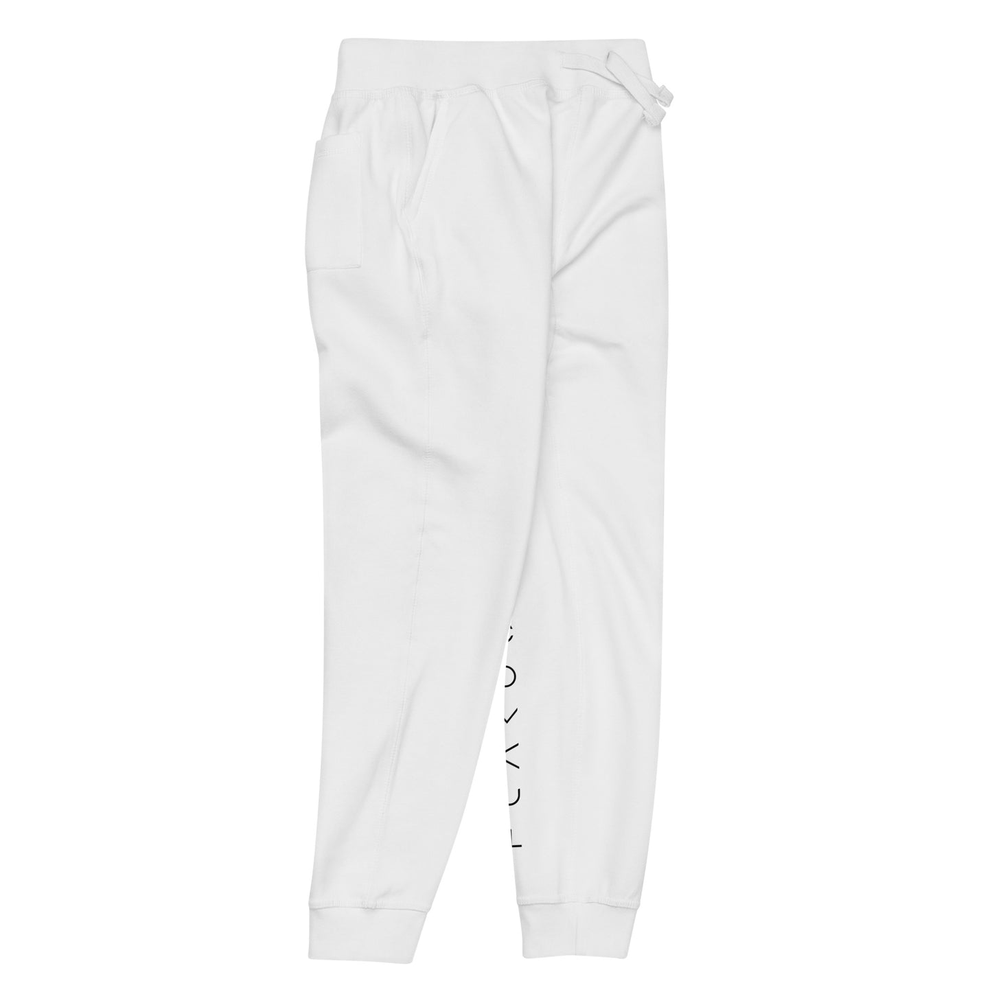 FLAKOUT Logo Back Leg Unisex Fleece Sweatpants - White - FLAKOUT