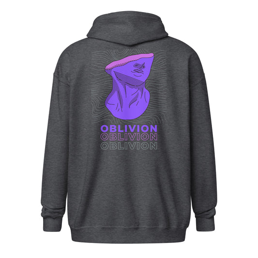 Violet Veil Of Oblivion Heavy Harmony Fusion Zip Hoodie - Dark Heather - FLAKOUT