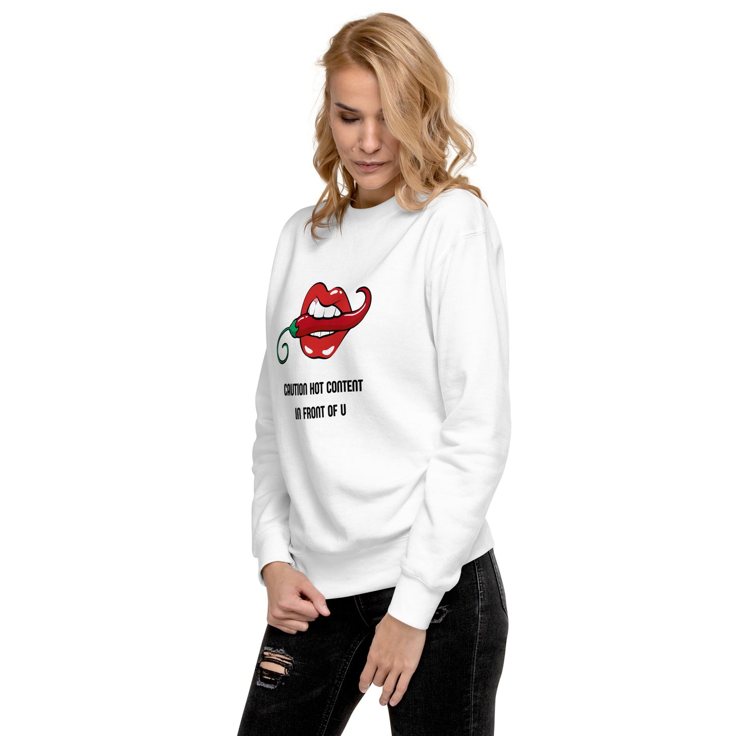 Caution Hot Content In Front Of You Women's Fleece Sweatshirt - FLAKOUT