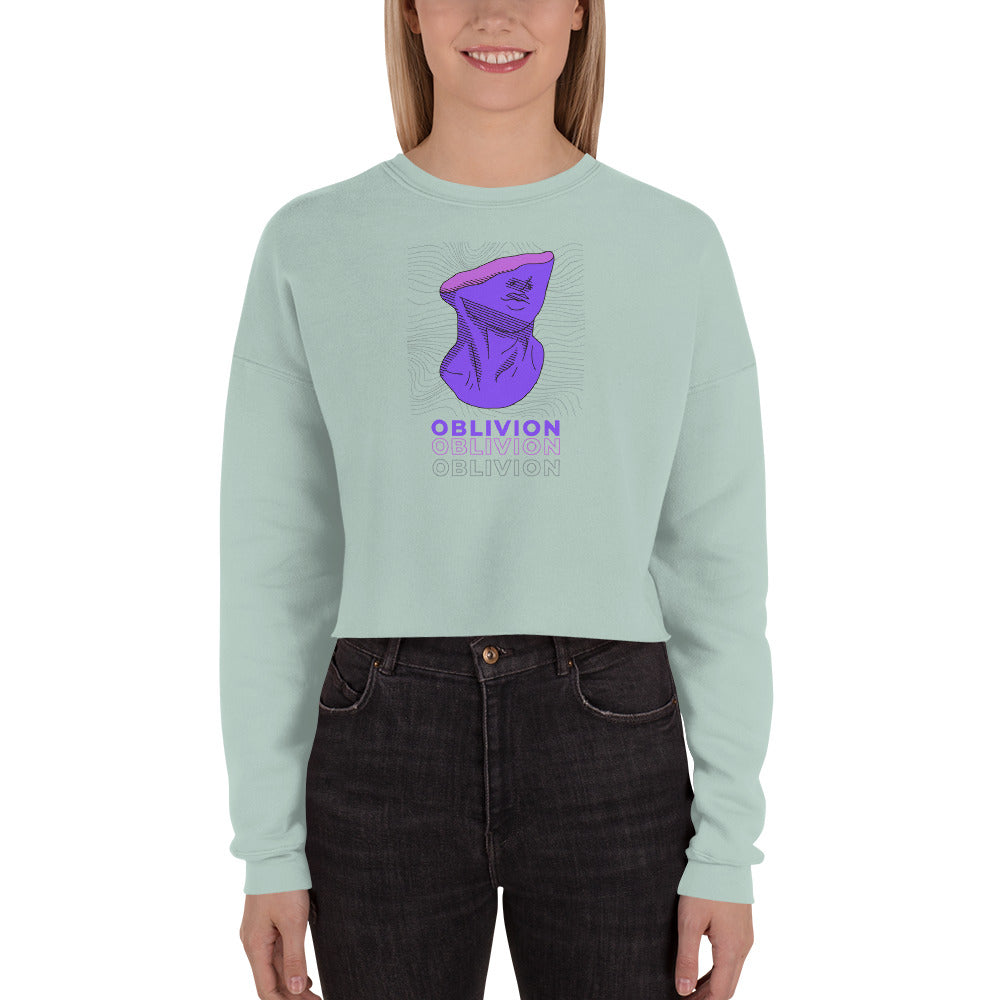 Violet Veil Of Oblivion Women's Crop Sweatshirt - Dusty Blue - FLAKOUT