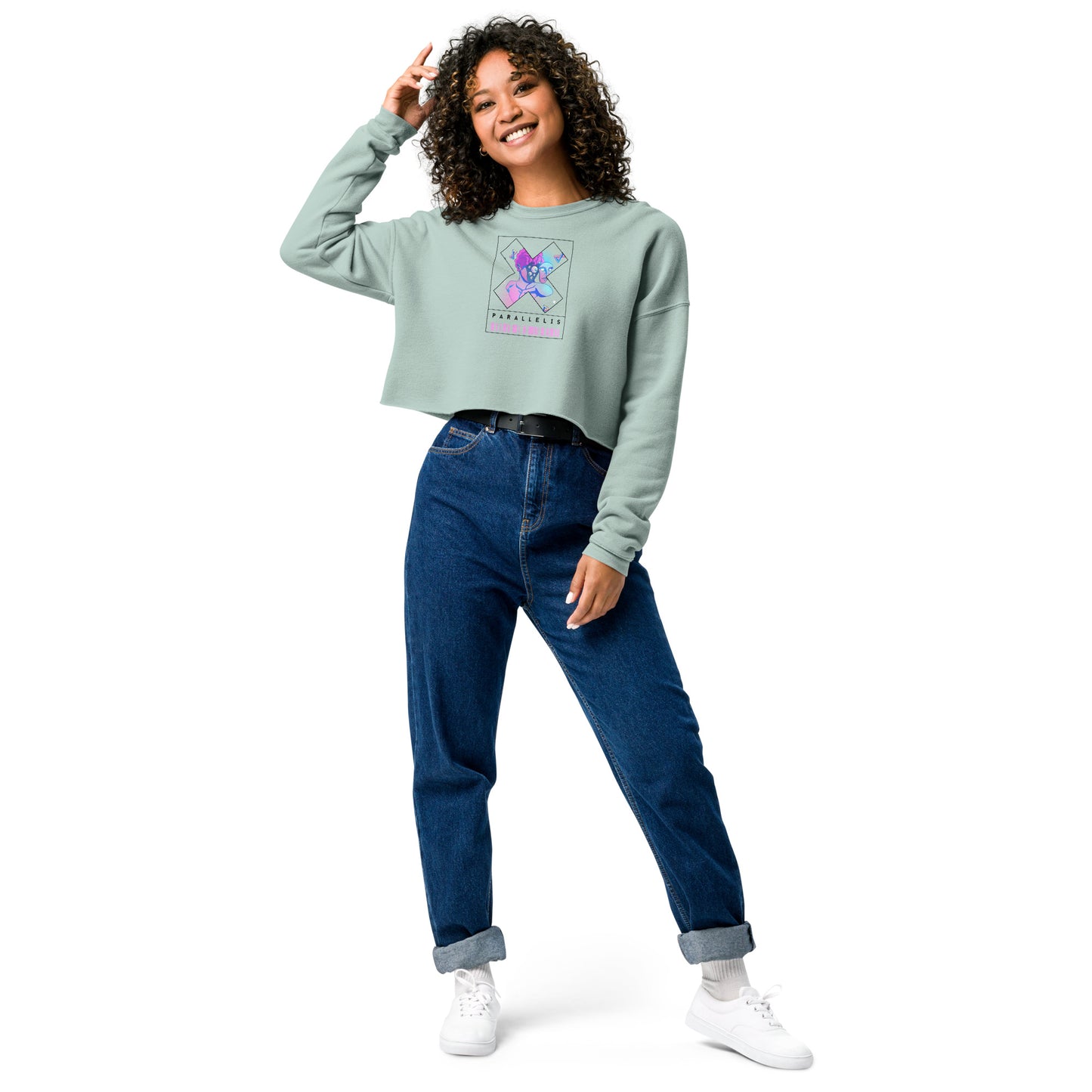 Parallelis Women's Crop Sweatshirt - FLAKOUT